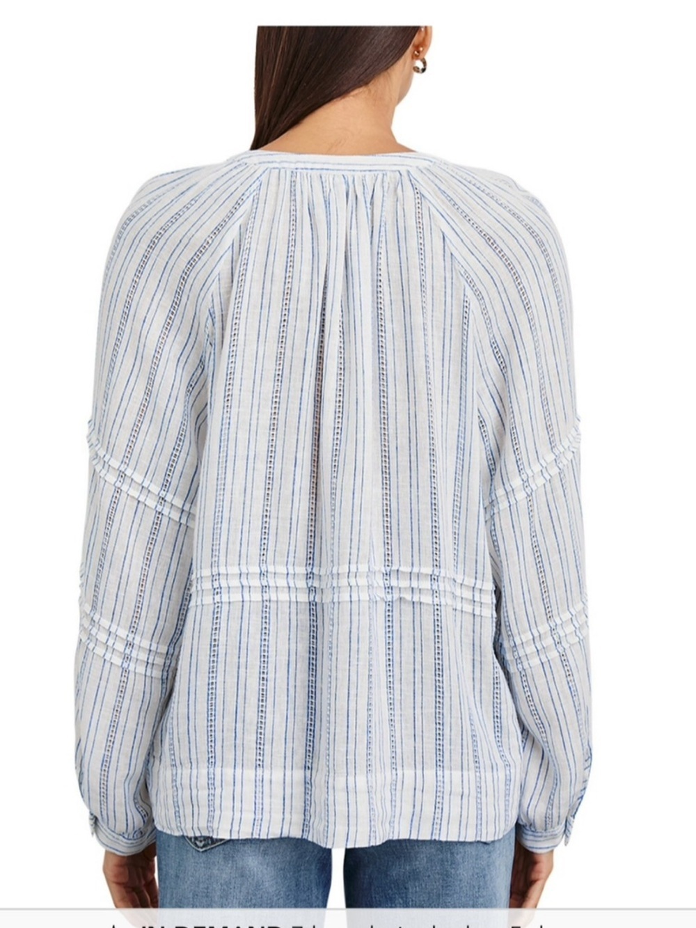 RAILS Frances Relaxed Fit Linen Blend Peasant Blouse Top XL Sonoma Stripe - Picture 3 of 12